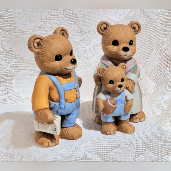 Vintage HOMCO Home Interiors 3 Little bear family figurines #1450 & girl #1462 - Picture 7 of 10